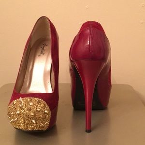 Red Velvet & Patent Leather Qupid High Heel 5 1/2”